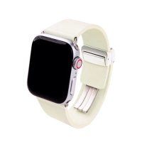 【COMPLE】Apple Watch 錶帶專屬強化晶片 悠遊卡官方授權天然皮革悠遊卡錶帶 42/44/45/49mm(星光白)