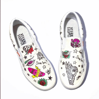 Slipon Xternal X Colour Cyrano Offwhite Canvas Kasual Flat Shoes Canvas Kasual Pria Sneakers