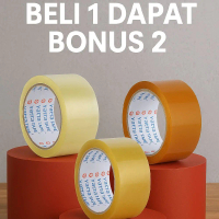 Beli 1 Bonus 2 Lakban bening Tape serbaguna 65 Meter kuat merekat dan tahan lama Cocok untuk membung