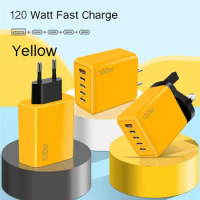 120W 5 Ports USB Charger Fast Charging QC3.0 Travel Charger For iPhone Samsung Xiaomi Huawei Mobile Phone Adapter EU US UK Plug