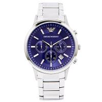 ARMANI Sportivo 低調奢華風三眼計時手錶(AR2448) -藍面/43mm