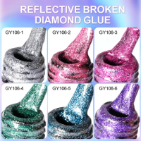 8ML Reflective Diamond Nail Glitter Gel Polish Sparkly Magnetic Gel Cat Eye Gel Polish Holographic Glitters Soak Off UV Gel %GT8