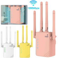 1200Mbps Wireless WiFi Repeater Wifi Signal Booster Dual Band 2.4GHz/5.8GHz WiFi Long Range Extender WPS Router for Home Office