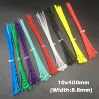 100pcs 10x400 10*400mm (8.8mm Width) Black White Green Nylon66 Network Electric Wire String Zip Fastener Self-Locking Cable Tie