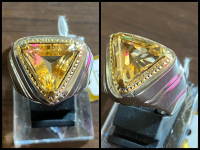 Batu Cincin Natural Madeira Citrine Bersertifikat Ring Alumunium Elegan Mewah