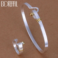 Silver Gold Color Beads Bangle Ring Bracelet For Women Man Wedding Engagement Party Fashion Charm Jewelry