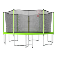 US Stock 15FT Trampoline green for kids Outdoor with safety net and Basketball Hoop and Ladder