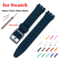 Rubber Strap for Swatch Colorful Sports Band Replacement Wrist Bracelet 16mm 17mm 19mm 20mm Silicone WatchAccessories