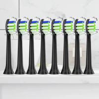 8Pcs Black Toothbrush Heads for Philips Sonicare Electric Toothbrush C3 C2 C1 4100 5100 6100 HX9023 G2 W Optimal Plaque Control