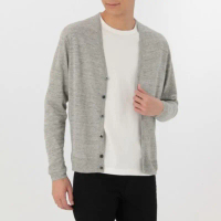 เสื้อไหมพรมผู้ชายคลุมกันลมกันแดด MUJI : French Linen V Neck Cardigan #16863906529 tshirt  for  men o