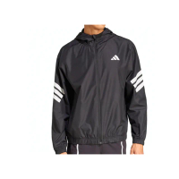 【adidas 愛迪達】GYM3S WND Break 男款 黑色 運動 休閒 拉鍊 網眼 口袋 連帽 外套 JM6753