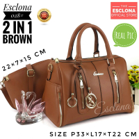 Esclona Tas Wanita Original Spidi E028 Selempang Handbag Batam Kantor Kulit PU Sintetis Polos
