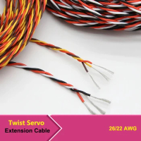 2/5/10m Twist Servo Extension Cable 3 Pin 22AWG 26awg 30/60 Core RC Airplane Accessories 3 Way JR Futaba Twisted Wire Lead