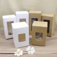 Zerong 20pcs Newest Window Box 8X8x10/12/14/16/20cm Paper Package Box Kraft /White gifts Candy Wedding Favors Box Package