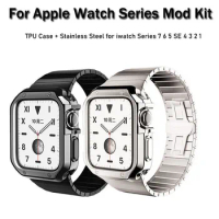Premium Stainless Steel Strap + Armor Case MOD KIT Set For Apple Watch Series 8 7 6 5 4 Ultra