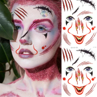 Waterproof Halloween Temporary Tattoos Sticker Lasting Mouth Teeth Bloody Scar Wound Funny Makeup Decoration Body Tattoo Sticker
