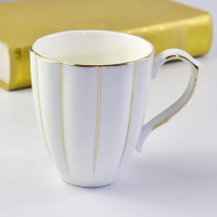 1PCS Phnom Penh Silver Border Mug 300ml Bone China Relief Moonlight Cup Ceramic Office Gift Coffee Milk Tea Cup With Handle