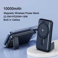 Magnetic Power Bank 10000mAh 22.5W 15W Fast Charging Wireless Powerbank With Cable for iPhone 15 14 13 Samsung S23 Xiaomi Huawei