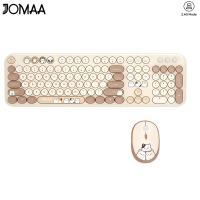 Ergonomic 2.4G Wireless Keyboard Mouse Combo 104 Keys Retro Round Keycaps Cute Cat Keyboard With Sil