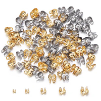 50pcs/Lot 1.2/1.5/2/2.4/3.2mm Stainless Steel End Crimp Beads Ball Chain Connector for Jewelry Making DIY Necklace Bracelet