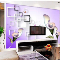 Custom 3d photo wallpaper 3d flower wallpaper Purple calla TV background wallpaper 3d mural wallpaper parded papel