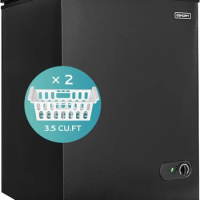 3.5 Cu.Ft Chest Freezer with Removable Basket, Small Deep Freezer Adjustable 7 Thermostat, Quiet Min