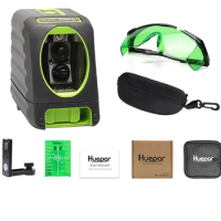 Huepar Self-leveling Green Beam Cross Line Laser Level+Huepar Digital LCD Laser Receiver+Huepar Safety Laser Enhancement Glasses