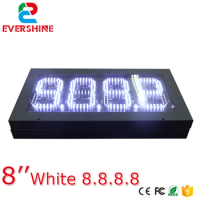 7 Segment Oil Gas fuel white 8'' digital numbers led petrol station price display sign outdoor waterproof board