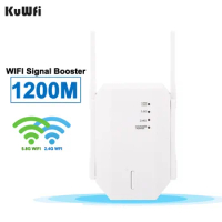 KuWFi WiFi Repeater Wireless Wifi Extender 1200Mbps 5Ghz&amp; 2.4Ghz Wi-Fi Amplifier Long Range Wi fi Signal Booster 802.11N