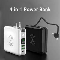 10000mAh Qi Wireless Charger Power Bank With AC Plug Fast Charging Powerbank for iPhone 13 12 Samsung S22 Xiaomi Mini Poverbank