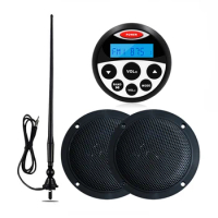 Marine Stereo Boat Radio Bluetooth Audio Receiver MP3 Player+4" Waterproof Marine Speaker+FM AM Antenna For ATV Yacht Motorcycle