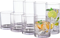 US Acrylic Classic Clear Plastic Reusable Drinking Glasses (Set of 8) 12oz Rocks & 16oz Water Cups