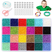 24 grids Czech Glass Seed Beads Kit Jewelry Beads Set Letter Beads Loose Spacer Beads For Bracelet Necklace Jewelry Making DIY