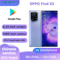 Oppo Find X5 5G Mobile Phone Android CPU Snapdragon 888 ROM 256GB 6.55 inches 120HZ Screen 80W Charger 50.0MP used phone
