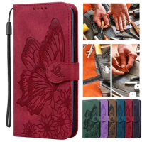 Butterfly Leather Flip Cover For Samsung Galaxy A12 A21S A42 A51 A71 A10 A20E A30S A30 A50 S8 S9 S10 Plus S20 FE A11 Wallet Case