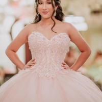 Mexican Pink Off The Shoulder Ball Gown Quinceanera Dress 2024 Beaded Lace Appliques Birthday Gowns Sweet 16 Dress Lace-up