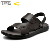 Camel Active 2019 New Men Casual Beach Shoes High Quality Summer Sandals Soft Sole Fashion Men Genuine Leather Slippers Men