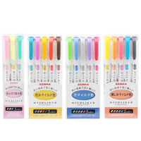 5pcs or 3pcs/set Zebra mildliner color Japanese stationery double headed fluorescent pen hook pen color Mark pen kawaii