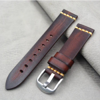 Handmade Italian Leather Watch Band 18mm 19mm 20mm 21mm 22mm Vintage Watch Strap For Panerai Omega IWC Watchband