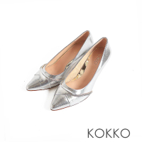 【KOKKO 集團】極致優雅水鑽柔軟綿羊皮細高跟鞋(銀色)