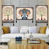 歐式大象裝飾畫東南亞風格客廳臥室餐廳掛毯招財動物墻畫掛布玄關