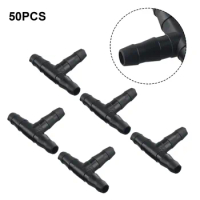 50 Pcs Sprinkler Irrigation 1/4 Inch Barb Tee Water Hose Connectors Pipe Hose Fitting Joiner Drip System For 4mm/7mm Hose
