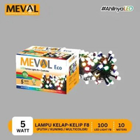 MEVAL Lampu LED Dekorasi Kelap-Kelip ECO F8 + Kontroler 8 Variasi MULTICOLOR