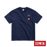 EDWIN 寬版厚磅刺繡短袖T恤-男款 丈青色