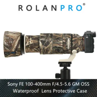 ROLANPRO Waterproof Lens Camouflage Coat Rain Cover For Sony FE 100-400mm f4.5-5.6 GM OSS Lens Protective Case Guns Cloth
