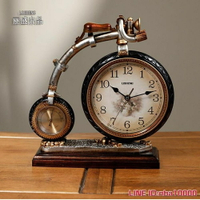 時鐘麗盛座鐘歐式客廳鐘表復古台鐘創意自行車靜音美式時鐘擺件石英鐘 JDCY潮流站