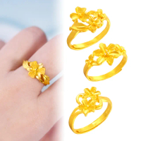 【金緻品】9999黃金花戒指 1.02錢(多選 百花齊放 純金女戒子 心型花瓣 葉子 大花戒)