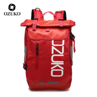 OZUKO Men Backpack 15.6 inch School Bags Backpack Waterproof Travel Bags Black Creative Alien Casual Laptop Teenage New