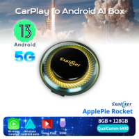 Exploter ApplePie Rocket Android 13 Car Ai Box 5G (Not for USA) Wireless CarPlay &amp; Android Auto Qualcomm QCM6490 HDMI 8GB RAM