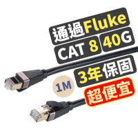 【PX大通-】3年保固Fluke測試CAT8高速1M鋁合金2000M乙太40G網路線線纜RJ4攝影機POE供電ADSLMOD交換器路由器